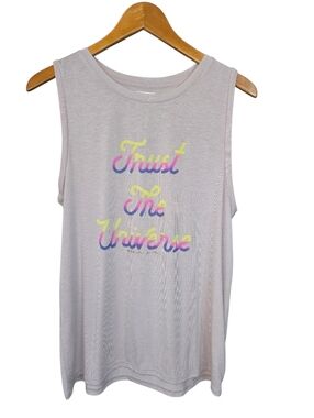 Spiritual Gangster Lavender Tank Top with Multicolor "Trust The Universe" Script